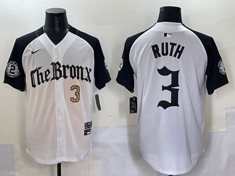 Men 2025 New York Yankees #3 Ruth White black Five generations Joint Name Nike MLB Jersey style 52